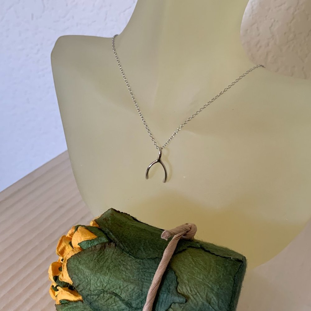 NEW Silver Lucky Wish Bone Necklace